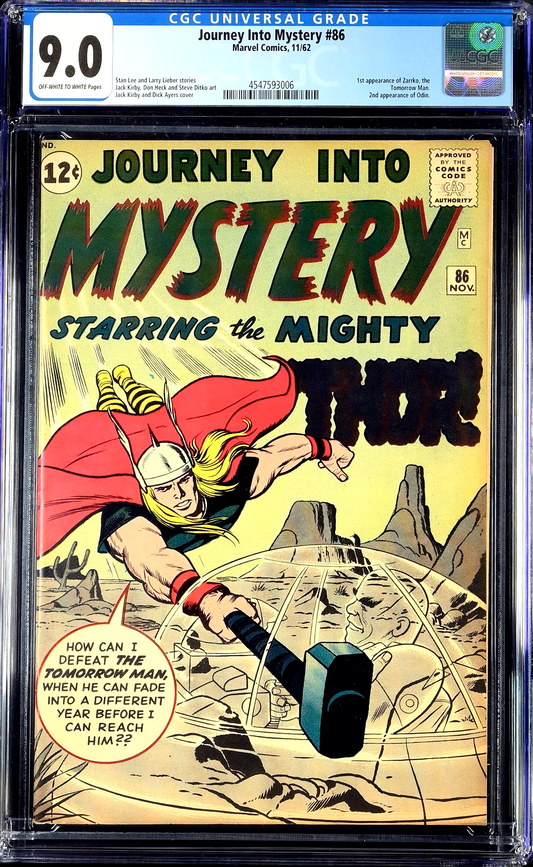 Journey Into Mystery #86 (1962) CGC 9.0 VF/NM OW/W KEY Kirby 4th Thor 1st Odin