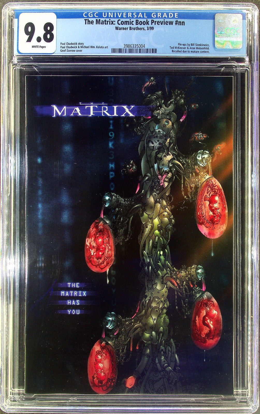 The Matrix Comic Book Preview #nn (1999) CGC 9.8 Recalled Low Distribution HTF