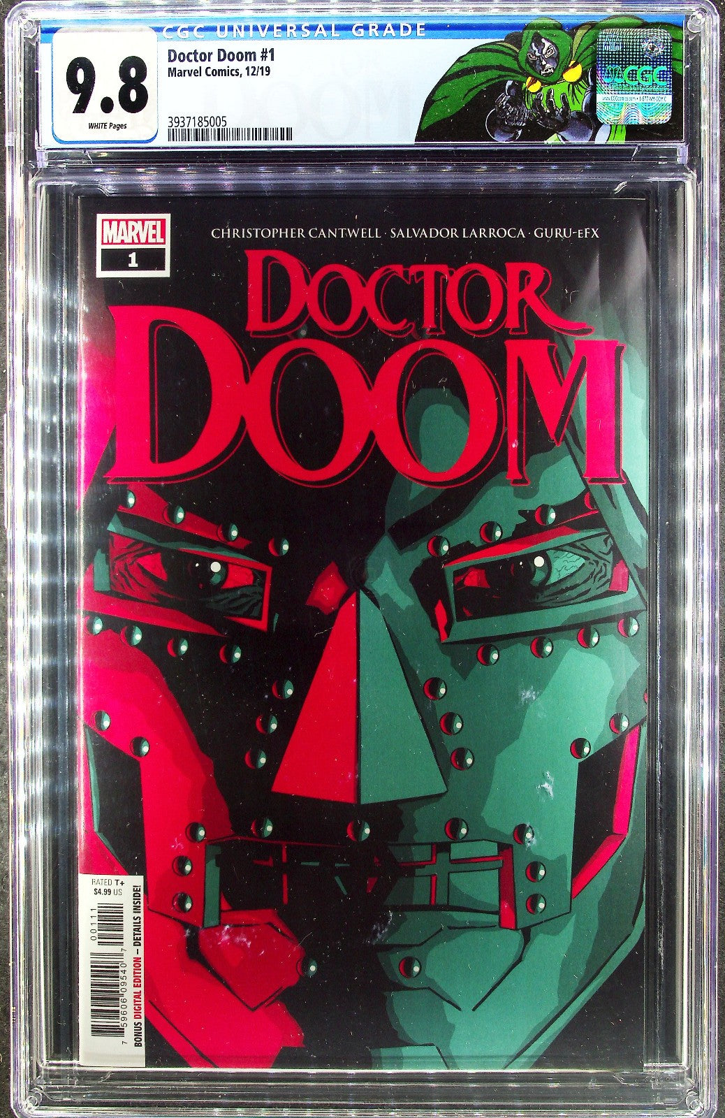Doctor Doom #1 (2019) CGC 9.8 NM/MT White Pages Retired Custom CGC Label