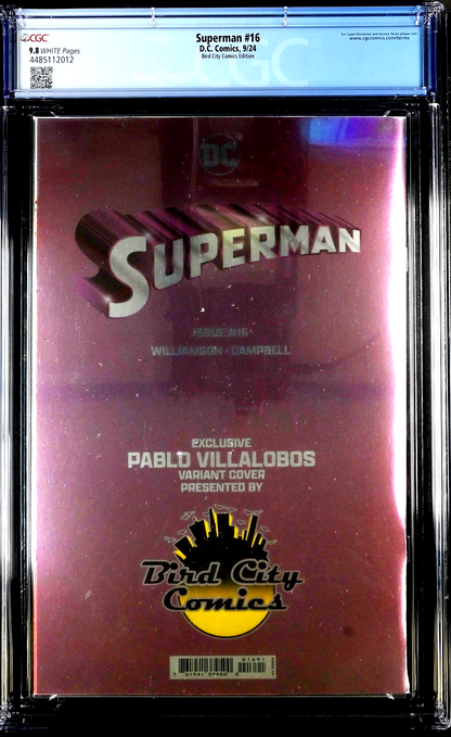 Superman #16 (2024) CGC 9.8 NM/MT LGY #859 Bird City Virgin Foil Zatanna Cover
