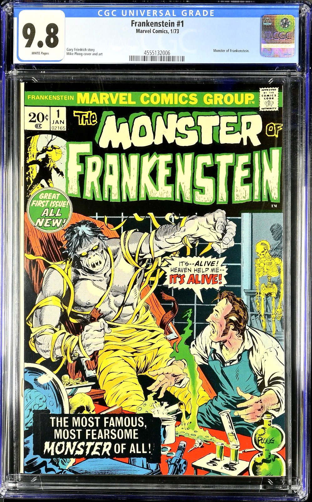 Frankenstein, The Monster of #1 (1973) CGC 9.8 NM/MT WHITE Mike Ploog Classic