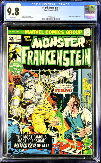 Frankenstein, The Monster of #1 (1973) CGC 9.8 NM/MT WHITE Mike Ploog Classic