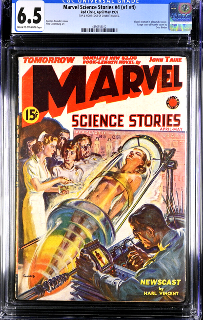 Marvel Science Stories #4 (1939) CGC 6.5 FN+ Cream Off-White Alex Schomburg Pulp