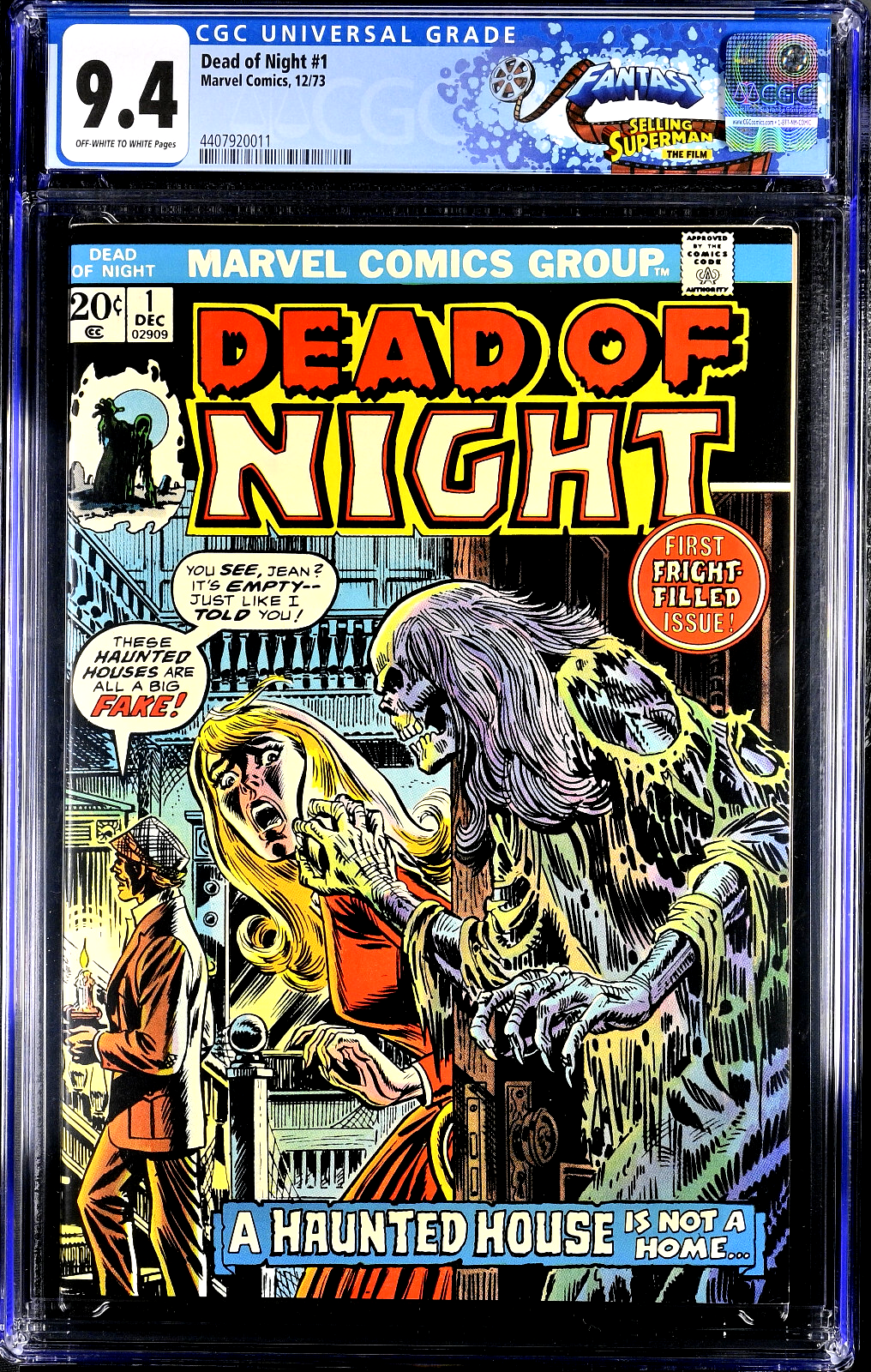 Dead of Night #1 (1973) CGC 9.4 NM OW White Fantast Collection Custom Label