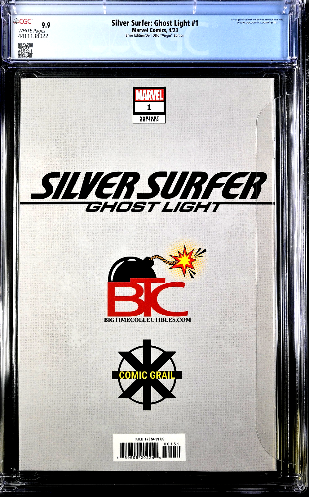 Silver Surfer Ghost Light #1 (2023) CGC 9.9 MINT Del Otto Virgin Error Recalled