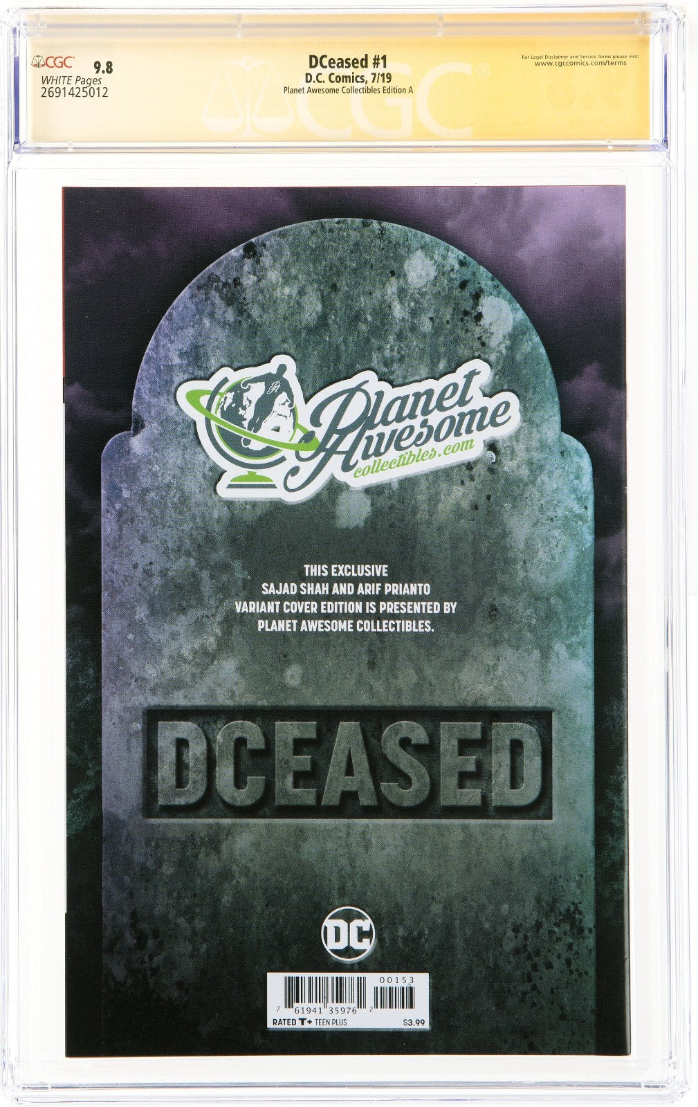 DCeased #1 (2019) CGC 9.8 NM/MT SS Sajad Shah Signed Planet Awesome Collectibles