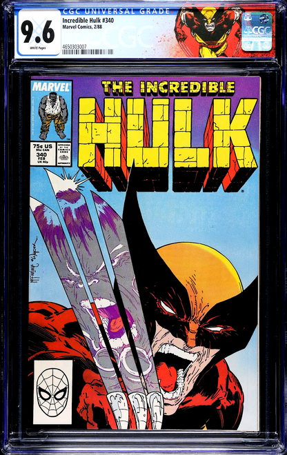 Incredible Hulk #340 (1988) CGC 9.6 NM+ McFarlane Wolverine Battle Custom Label
