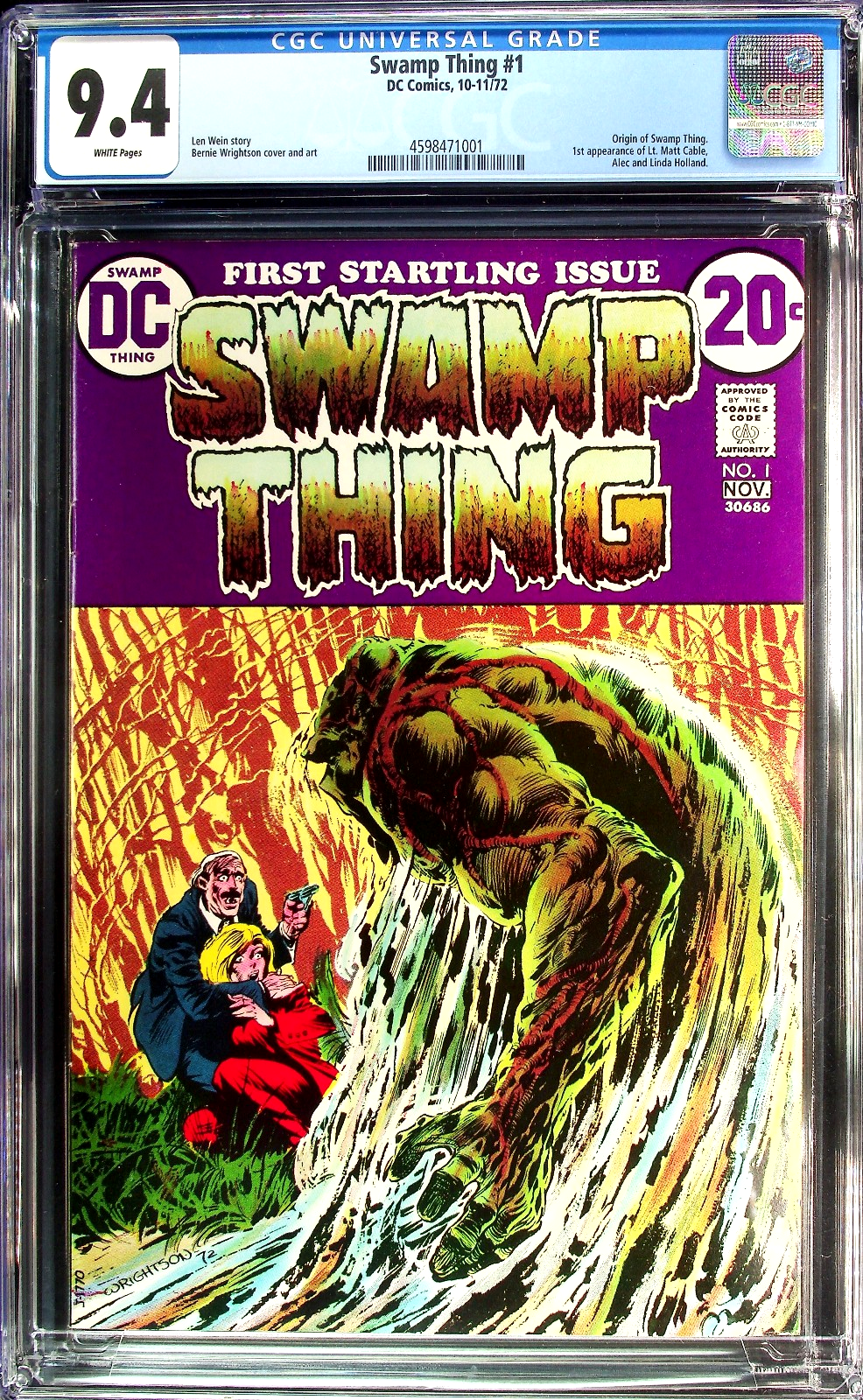 Swamp Thing #1 (1972) CGC 9.4 NM White Pages Key Origin Bernie Wrightson Cover