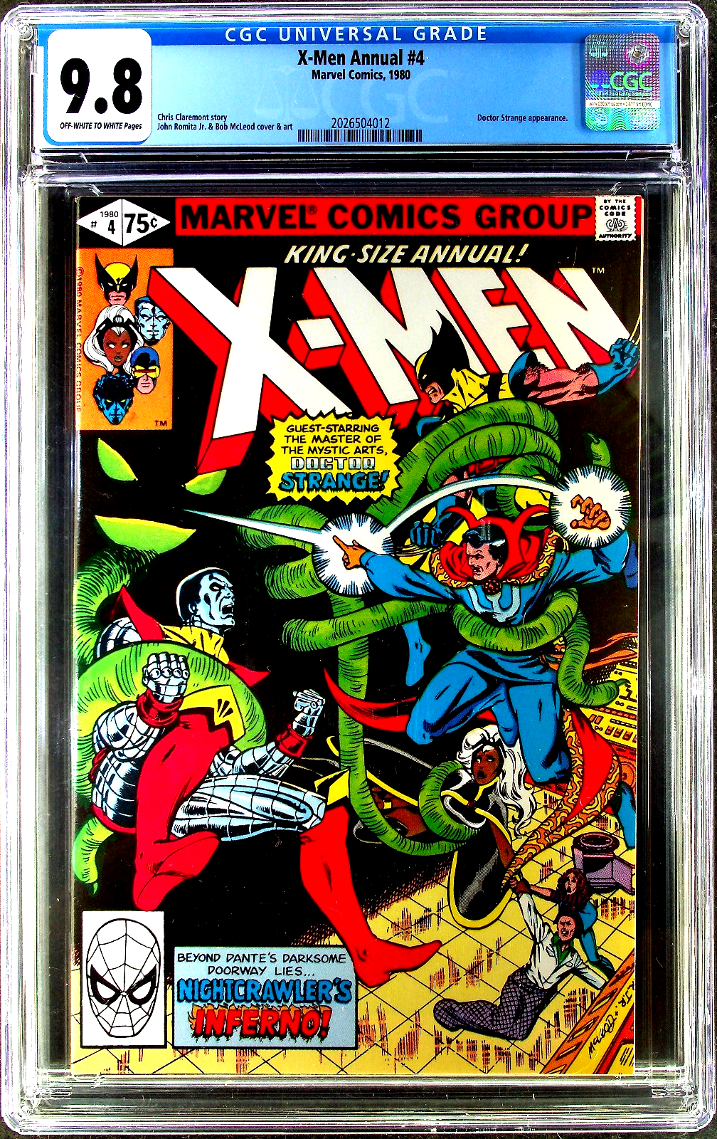 X-Men Annual #4 (1980) CGC 9.8 NM/MT OW White Romita Doctor Strange Appearance