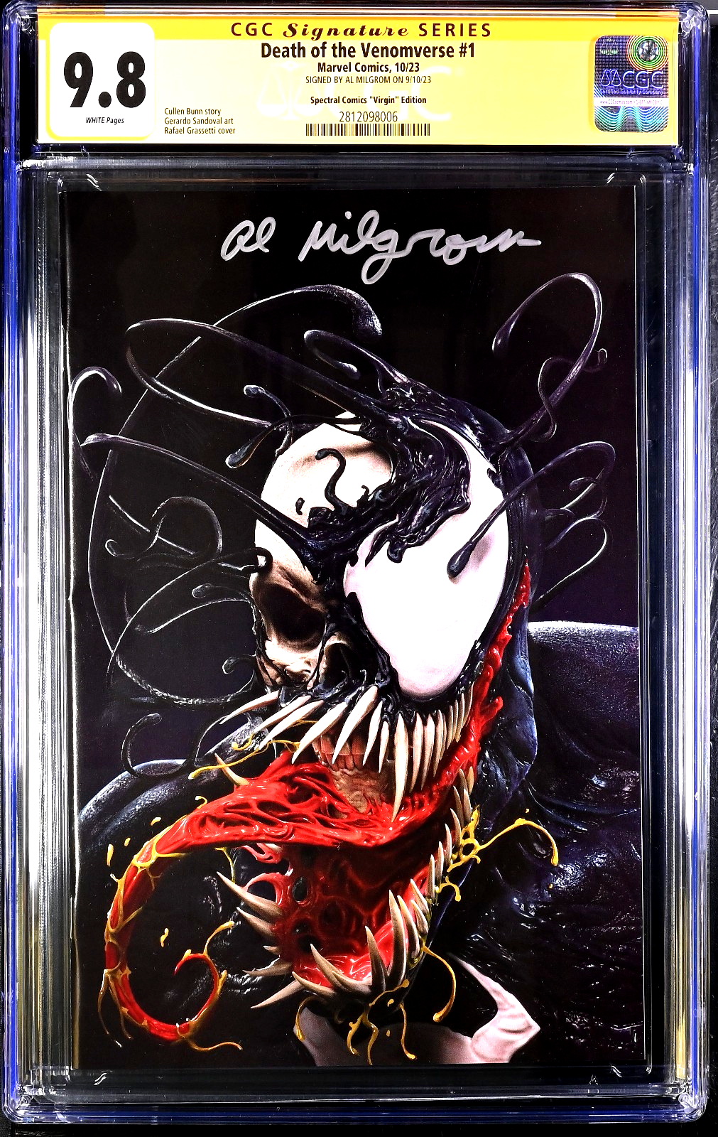 Death of Venomverse #1 (2023) CGC 9.8 NM/MT Grassetti Virgin 1st Kid Venom LTD