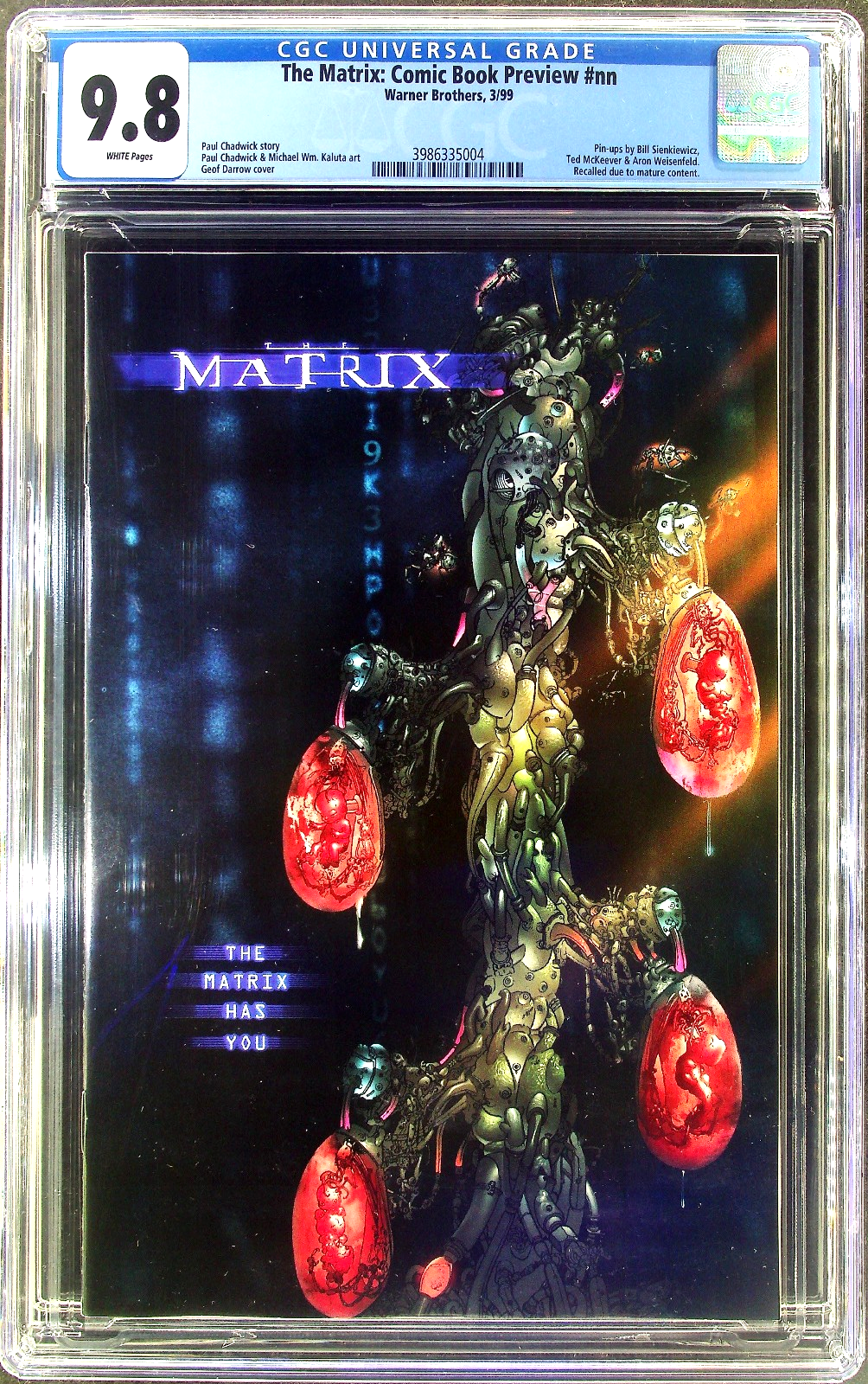 The Matrix Comic Book Preview #nn (1999) CGC 9.8 Recalled Low Distribution HTF
