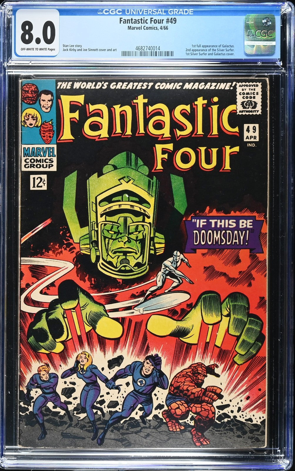 Fantastic Four #49 (1966) CGC 8.0 VF OW/W KEY 1st Galactus & 2nd Silver Surfer