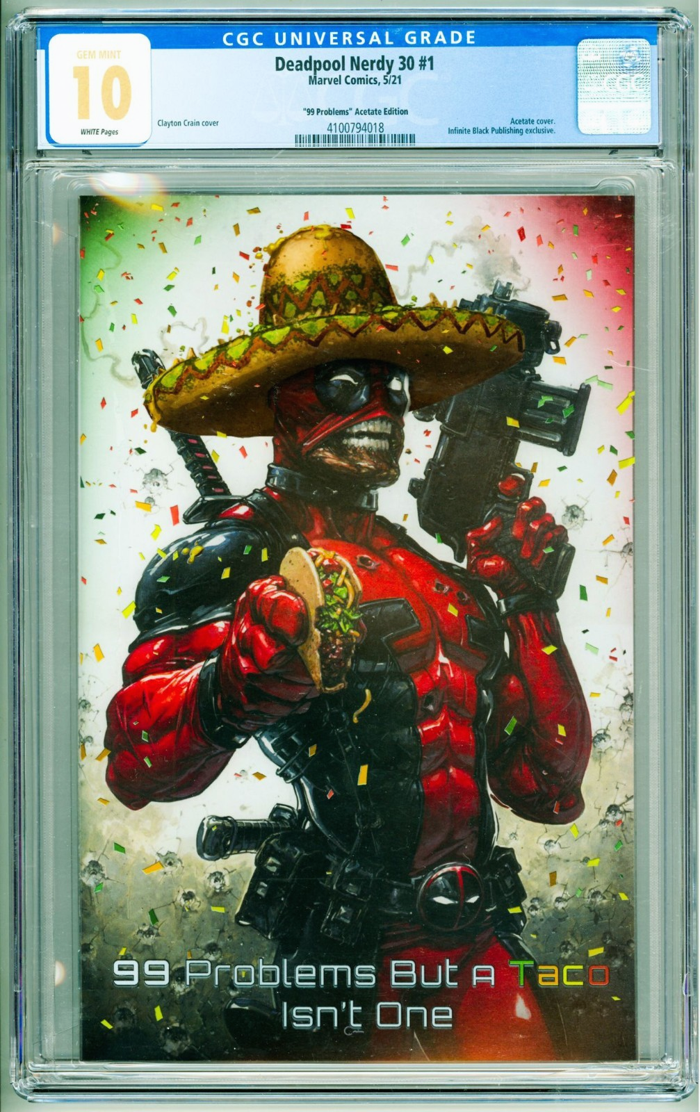 Deadpool Nerdy 30 #1 (2021) CGC 10 GEM MINT 99 Problems Acetate TOP GRADED RARE