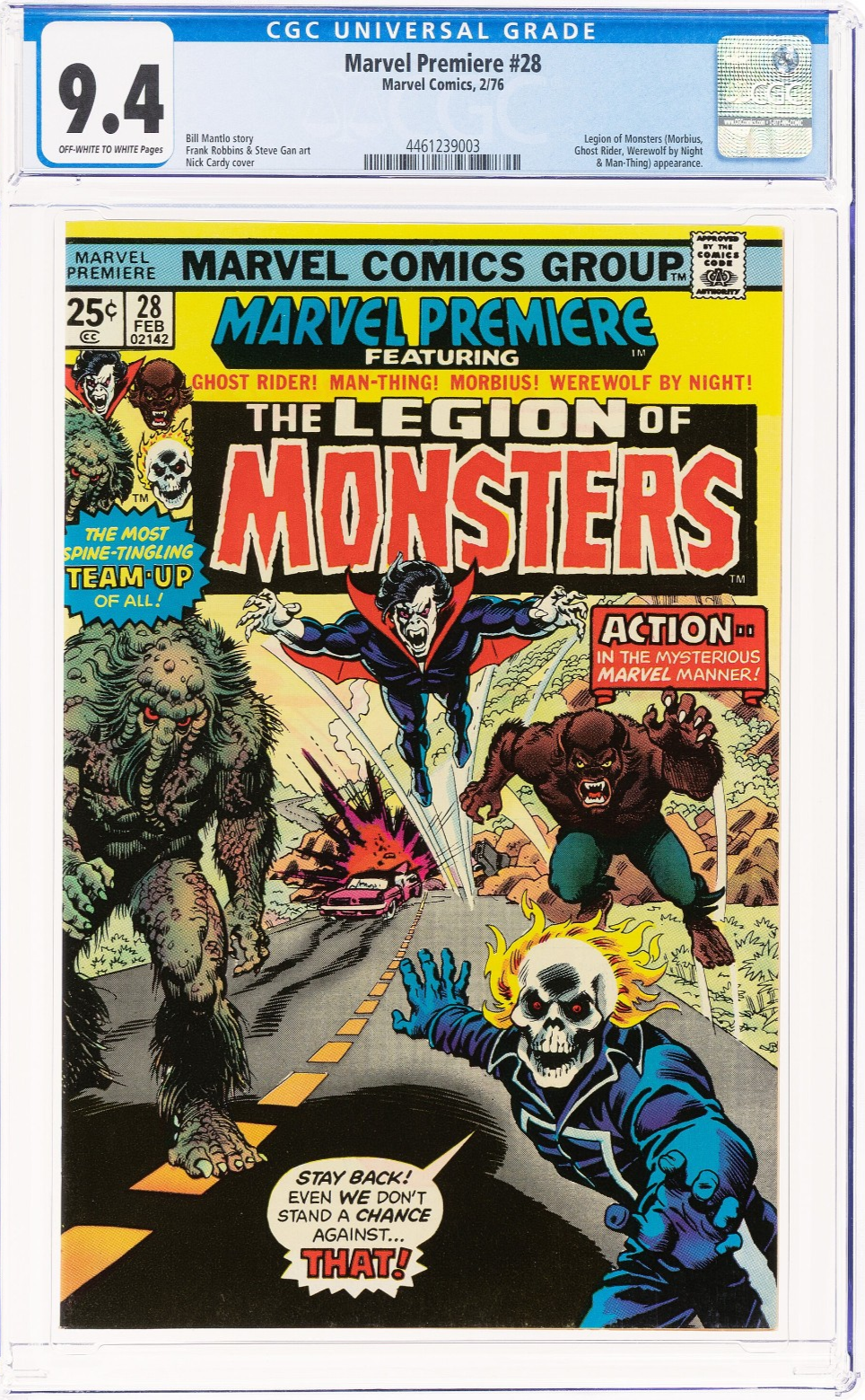 Marvel Premiere #28 (1976) CGC 9.4 NM OW/White Pages KEY 1st Legion of Monsters