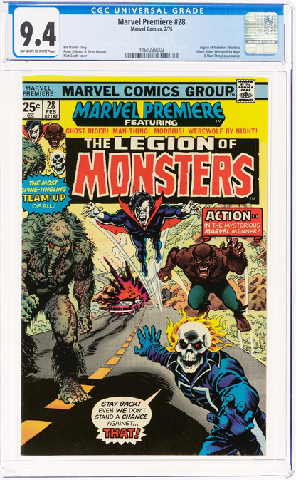 Marvel Premiere #28 (1976) CGC 9.4 NM OW/White Pages KEY 1st Legion of Monsters