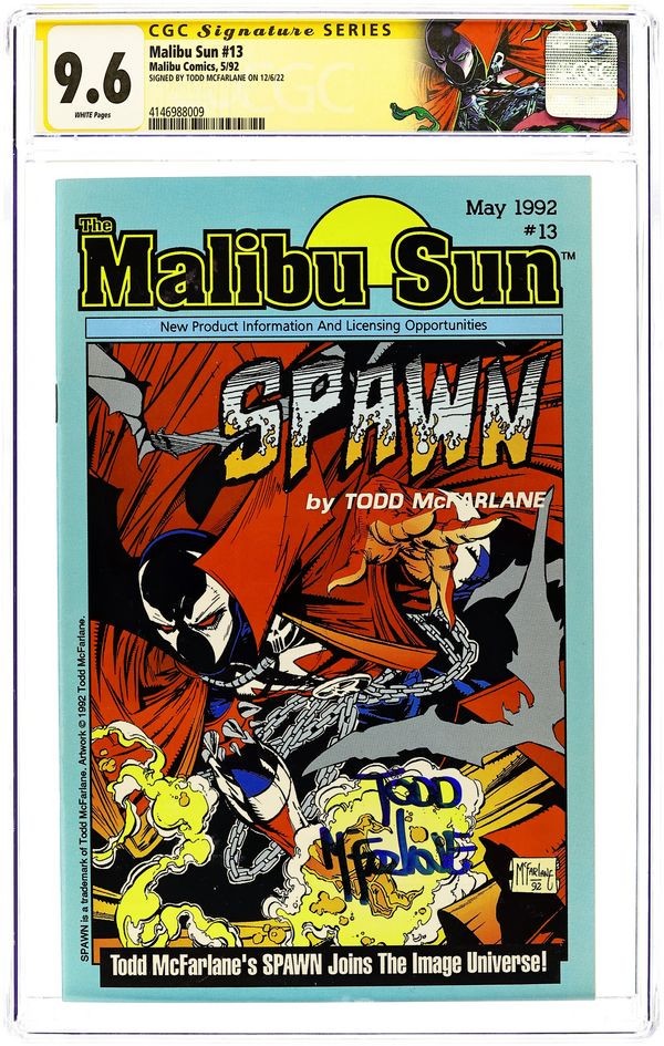 Malibu Sun #13 (1991) CGC 9.6 NM+ SS 1st Spawn McFarlane Signature Custom Label