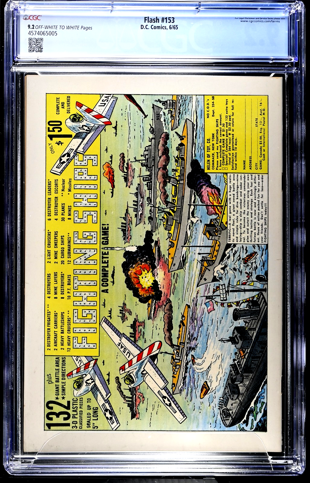 Flash #153 (1965) CGC NM- 9.2 OW/W Reverse Flash Professor Zoom Battle Cover