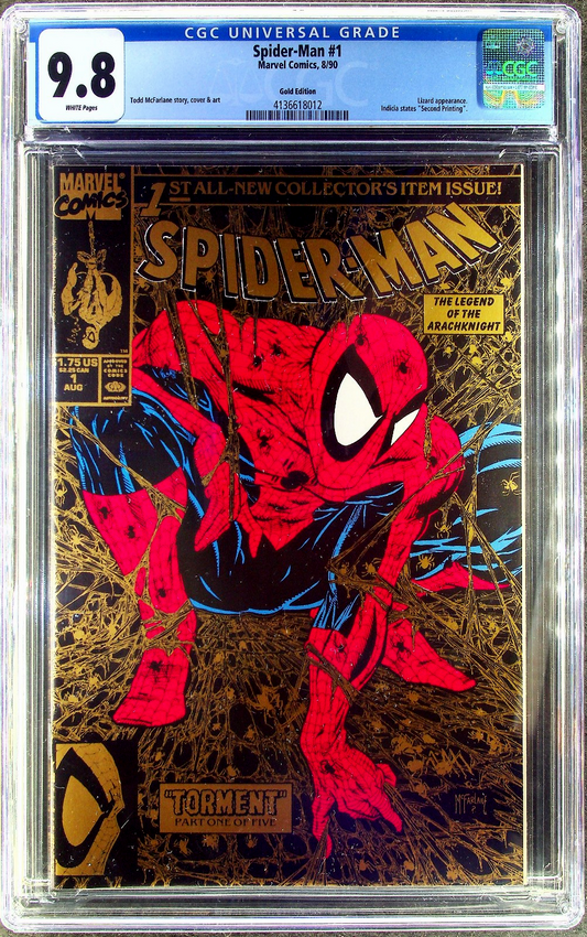 Spider-Man #1 (1990) CGC 9.8 NM/MT White Gold 2nd Print Edition Iconic McFarlane