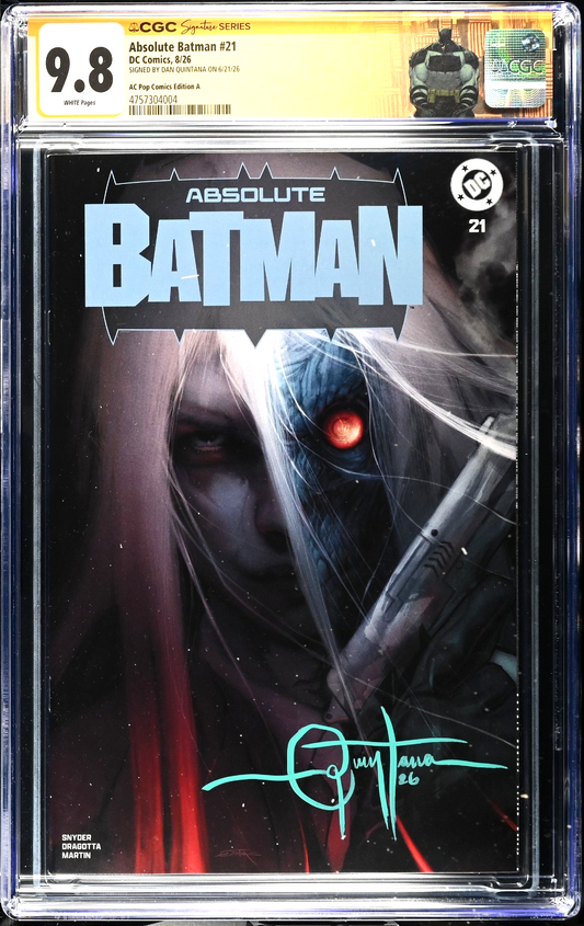 Absolute Batman #21 (2026) CGC SS 9.8 AC Pop Cvr A Quintana Signed Custom Label