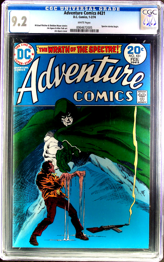 Adventure Comics #431 (1974) CGC 9.2 NM- WHITE KEY 1st Aparo Silver Age Spectre