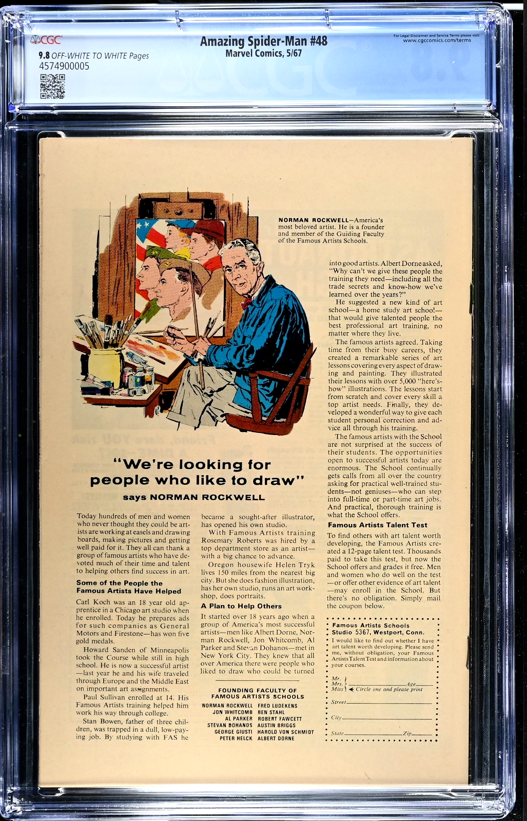 Amazing Spider-Man #48 (1967) CGC 9.8 NM/MT OW/White 1st Blackie Drago Vulture