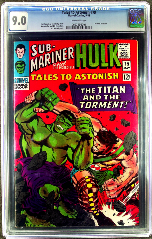 Tales To Astonish #79 (1966) CGC 9.0 VF/NM OW Hulk vs Hercules Battle Cover