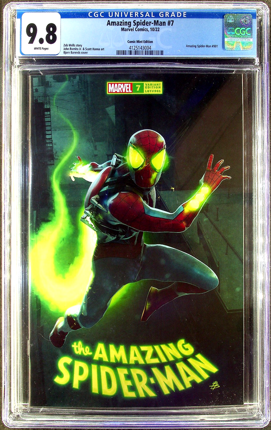 Amazing Spider-Man #7 (2022) CGC 9.8 NM/MT WHITE Barends Comic Mint COA #37/500