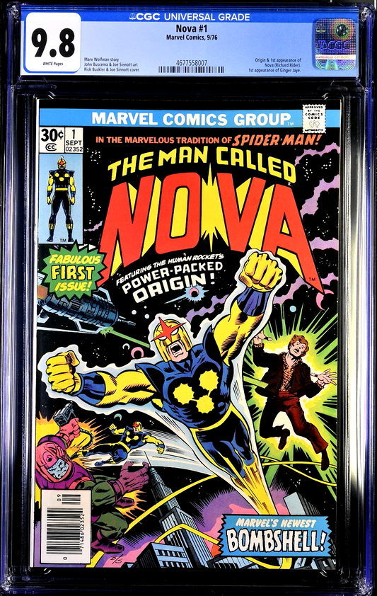 Nova #1 (1976) CGC 9.8 NM/MT White Pages KEY Origin & 1st Appearance Rich Rider