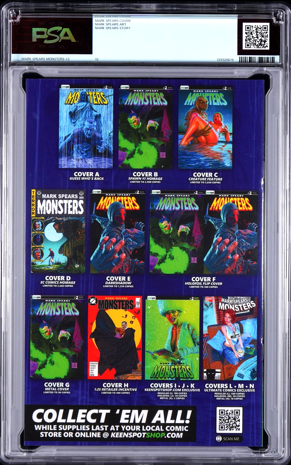 Mark Spears Monsters #2 (2024) PSA 10 GEM MINT Frankenstein Bride Cover I LTD 91