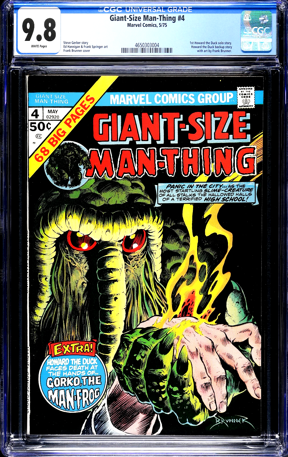 Giant-Size Man-Thing #4 (1975) CGC 9.8 NM/MT WHITE Top Graded Census 1 of 4 RARE