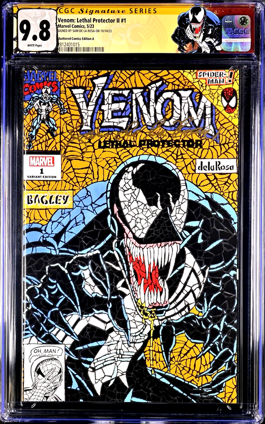 Venom Lethal Protector II #1 (2023) CGC 9.8 SS Sign Sam Delarosa Shattered Gold