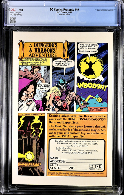 DC Comics Presents #49 (1982) CGC 9.8 NM/MT WHITE Black Adam Newsstand Rare HTF
