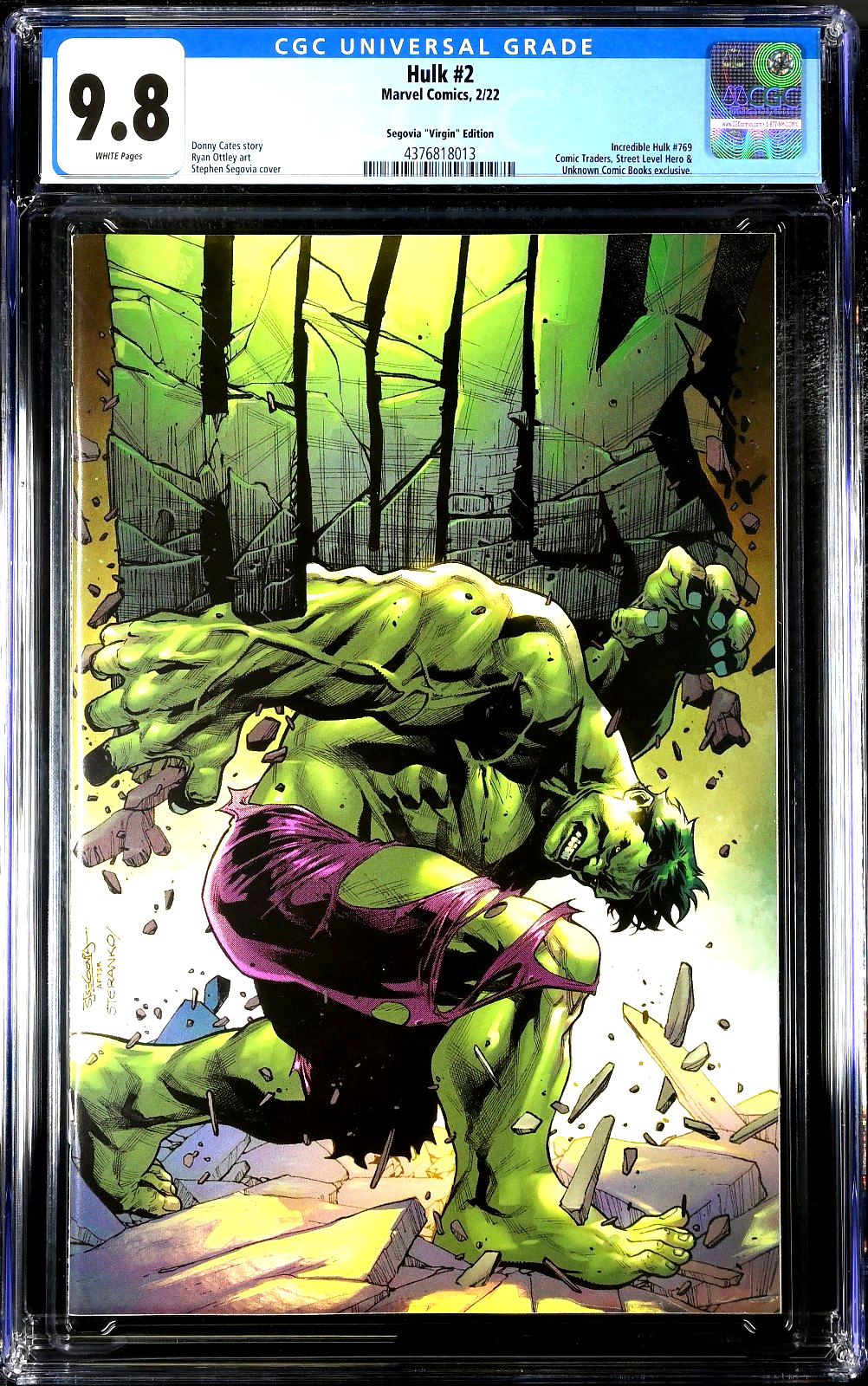Hulk #1 (2022) CGC 9.8 NM/MT LGY #769 Illuminati Segovia Virgin Steranko Homage