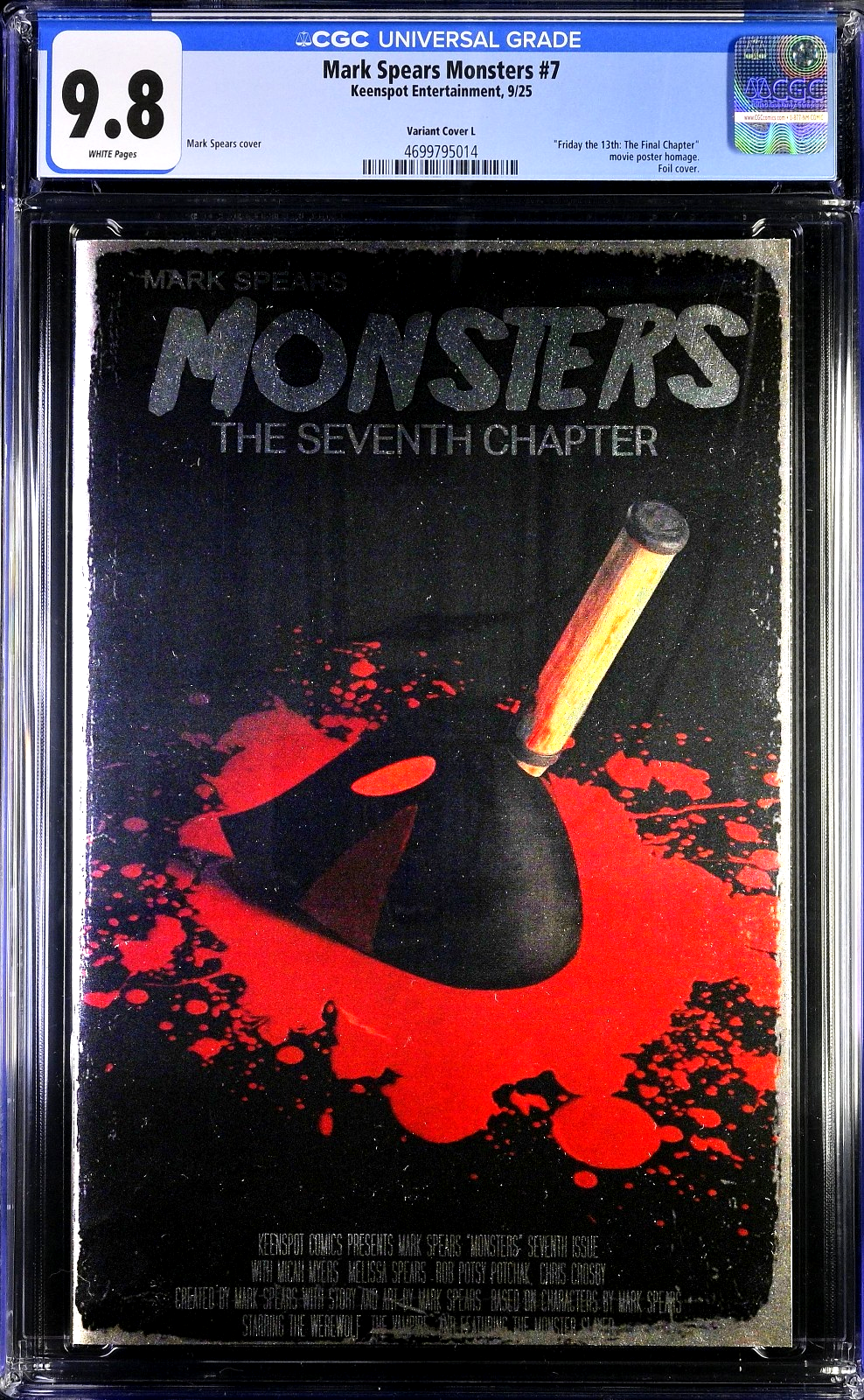Mark Spears Monsters #7 (2025) CGC 9.8 NM/MT Foil Cover L Friday the 13th LTD 80