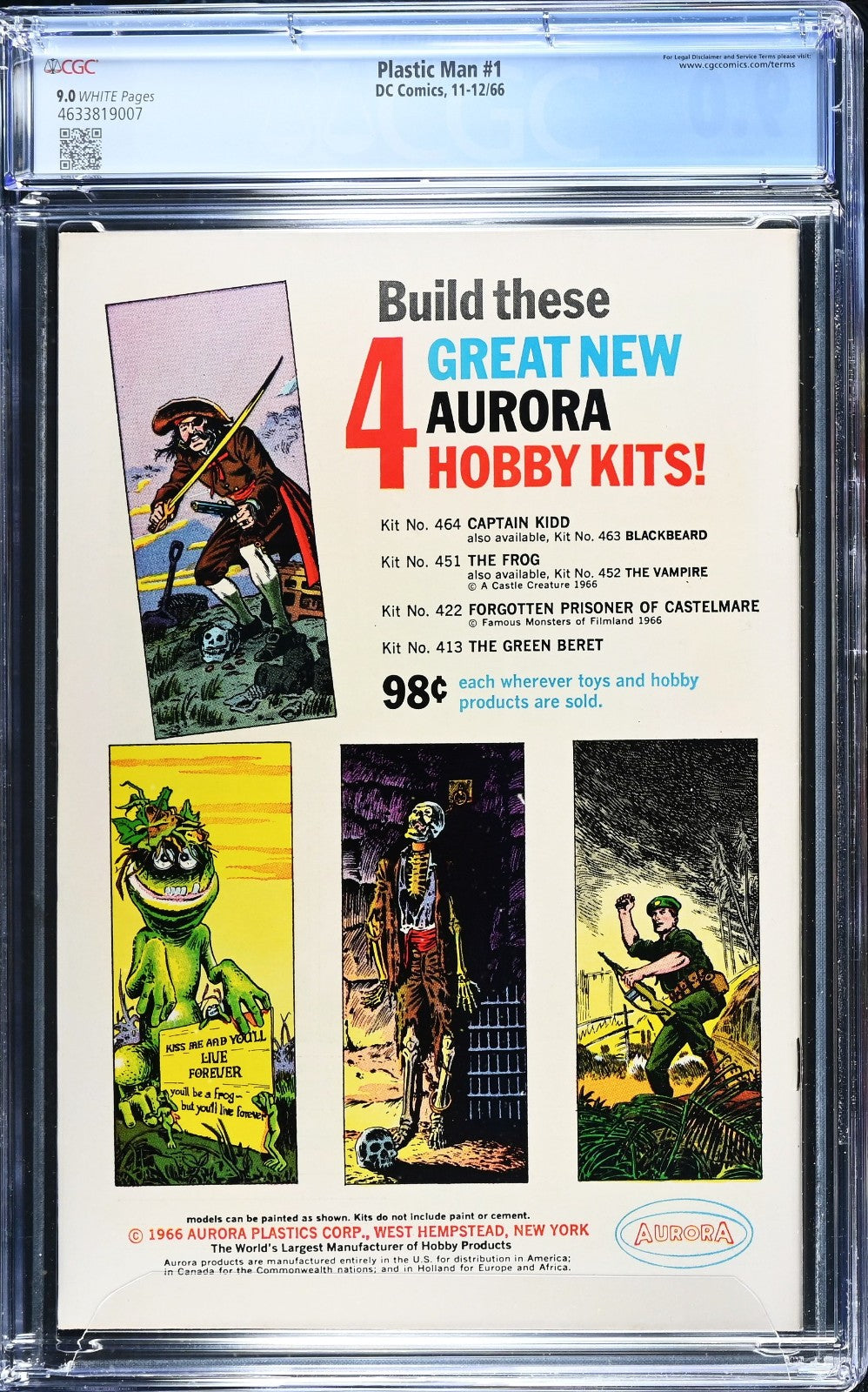 Plastic Man #1 ( 1966) CGC 9.0 VF/NM WHITE KEY 1st Silver Age & Trueblood Appear