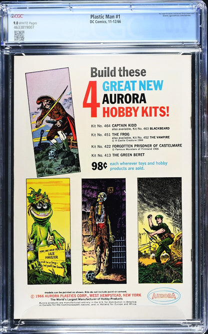 Plastic Man #1 ( 1966) CGC 9.0 VF/NM WHITE KEY 1st Silver Age & Trueblood Appear