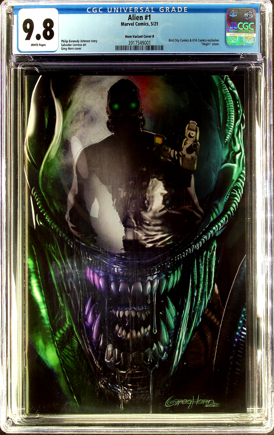 Alien #1 (2021) CGC 9.8 NM/MT WHITE Greg Horn Virgin Cover B