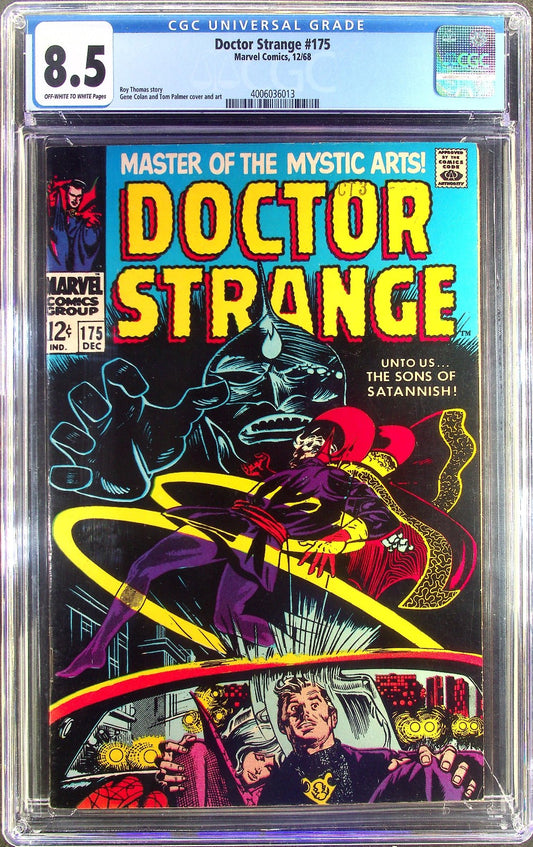 Doctor Strange #175 (1968) CGC 8.5 VF+ OW/White 1st Sons of Satannish Crack Slab