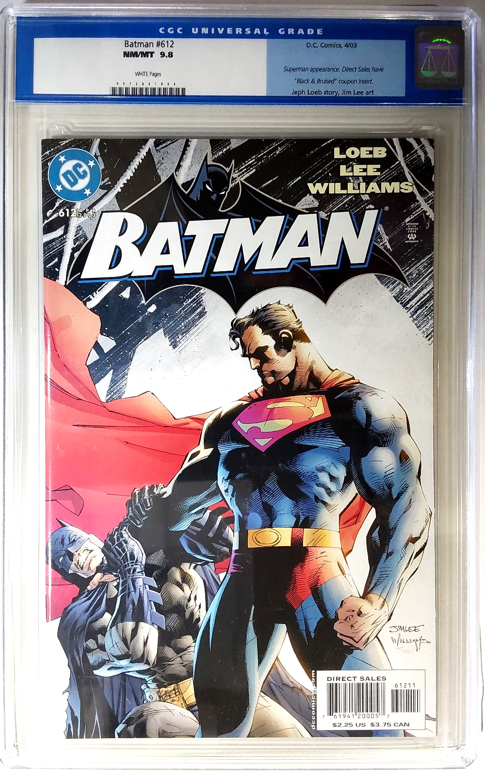 Batman #612 (2003) CGC 9.8 NM/MT WHITE Jim Lee Superman Battle Cover Old Label