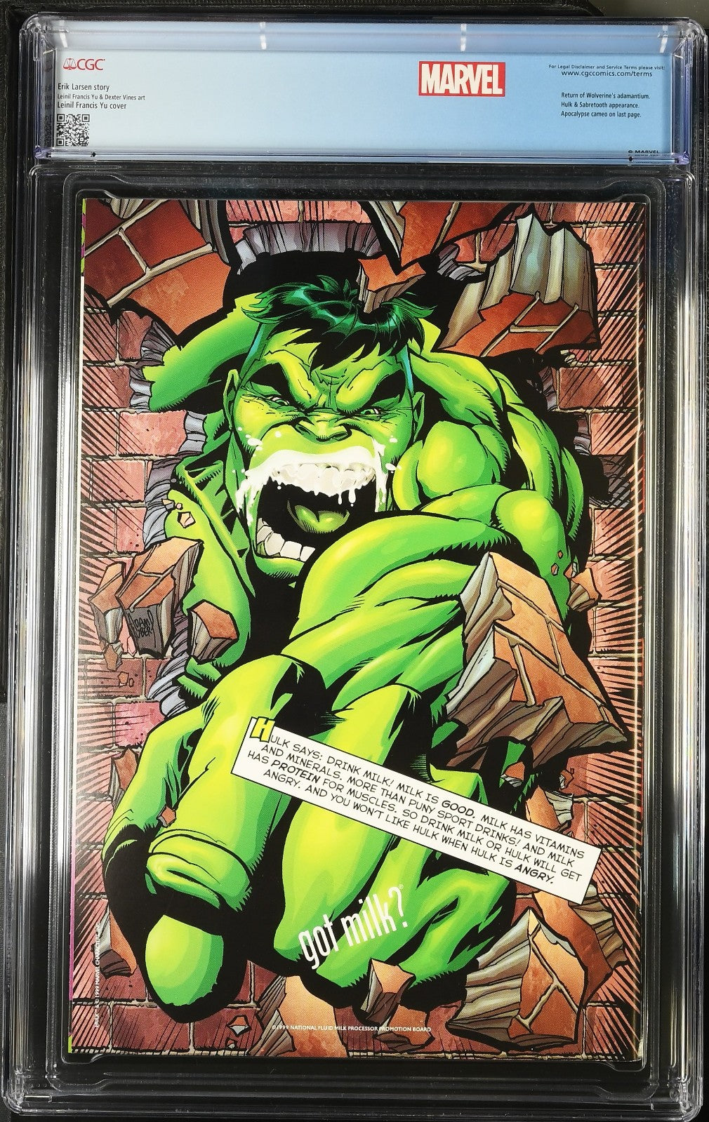 Wolverine #145 (1999) CGC 9.8 NM/MT White Pages Silver Foil Edition Custom Label
