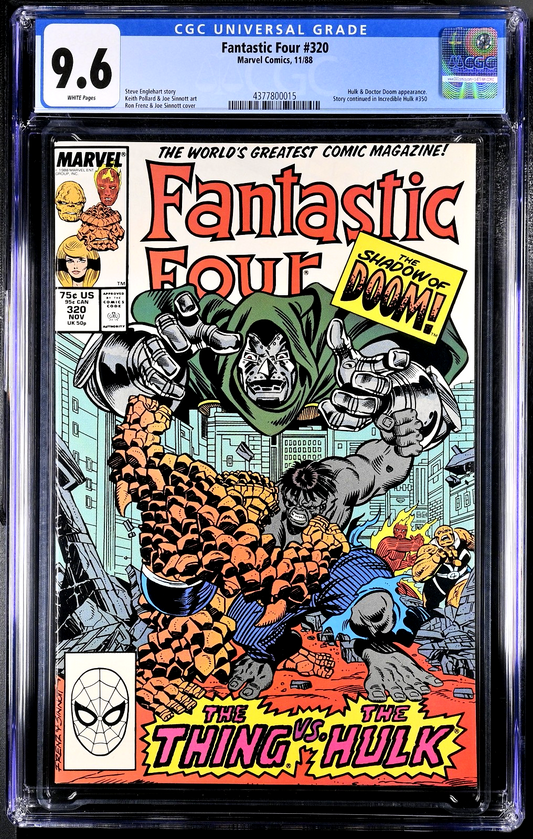 Fantastic Four #320 (1988) CGC 9.6 NM+ WHITE Doctor Doom Thing vs Hulk Battle