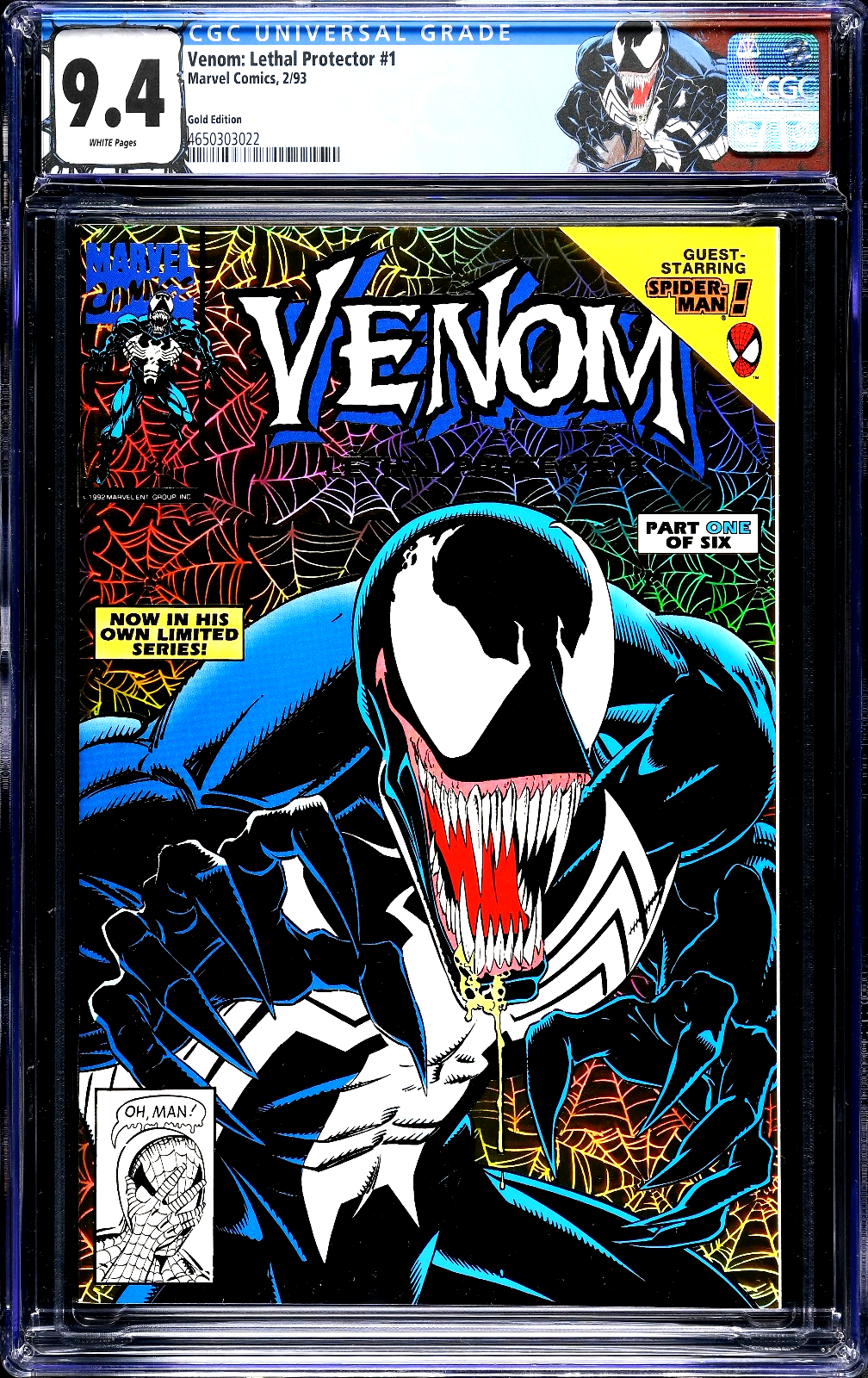 Venom Lethal Protector #1 (1993) CGC 9.4 NM WHITE Gold Edition Custom Label