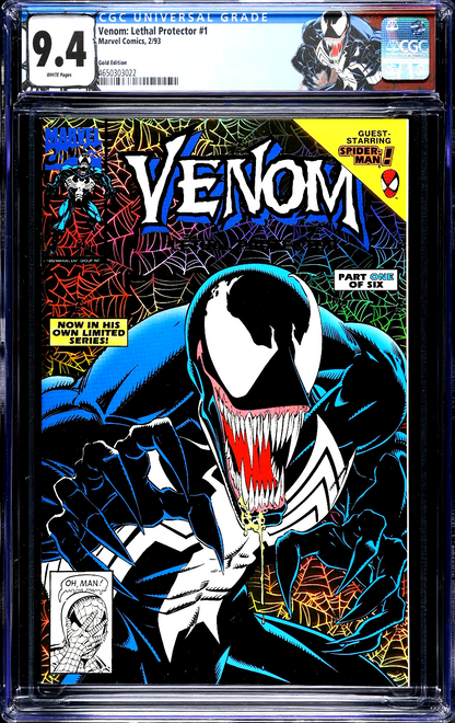 Venom Lethal Protector #1 (1993) CGC 9.4 NM WHITE Gold Edition Custom Label