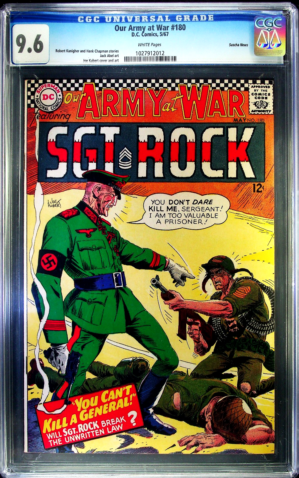 Our Army At War #180 (1967) CGC 9.6 NM+ WHITE Nazi Suscha Pedigree Highest Grade