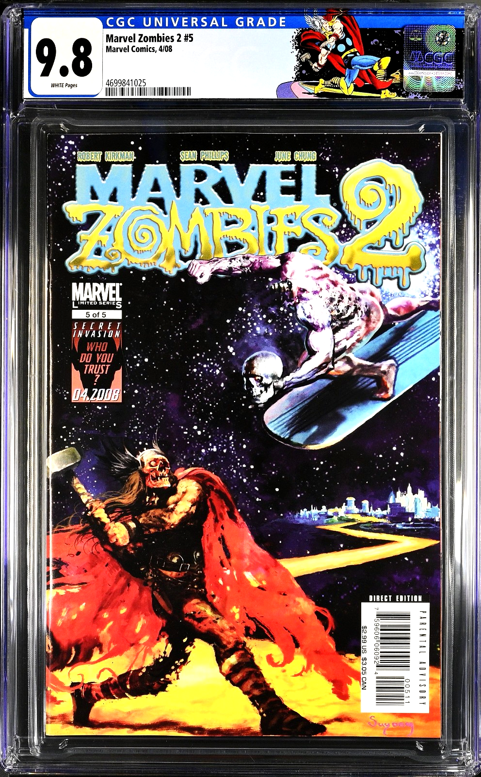 Marvel Zombies 2 #5 (2008) CGC 9.8 Suydam Silver Surfer #4 Retired Custom Label