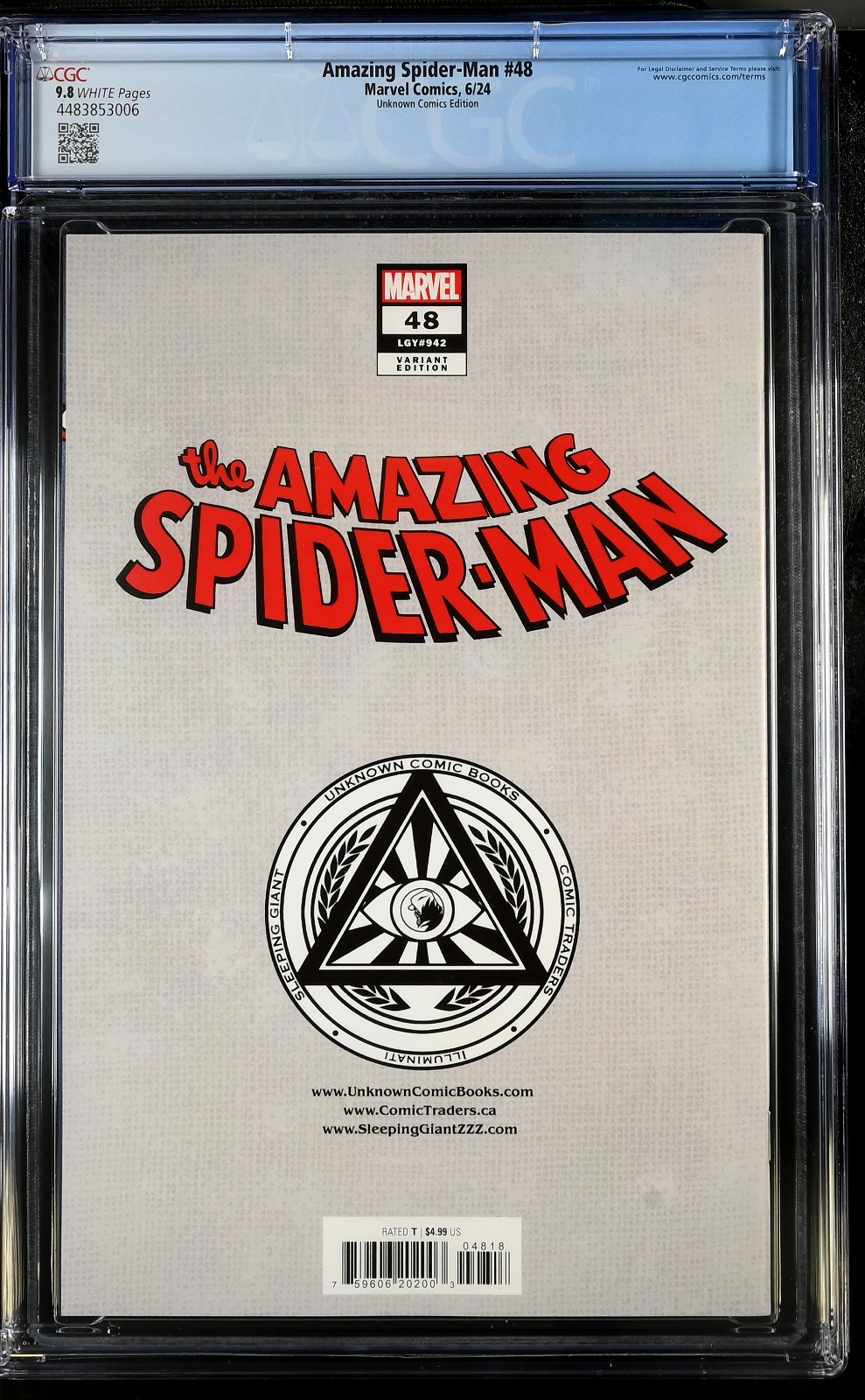 Amazing Spider-Man #48 (2022) CGC 9.8 NM/MT WHITE Ejikure Unknown Comics Edition