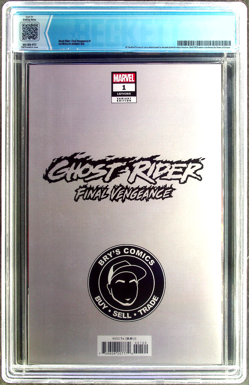 Ghost Rider: Final Vengeance #1 (2024) CBCS 9.8 NM/MT WHITE Bry's Comics Edition