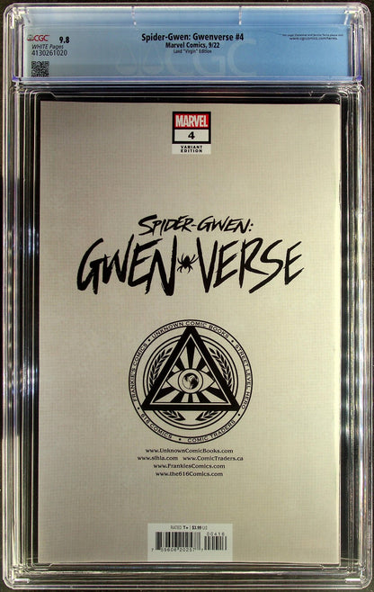 Spider-Gwen: Gwenverse #4 (2022) CGC 9.8 NM/MT White Iluminati Greg Land Virgin