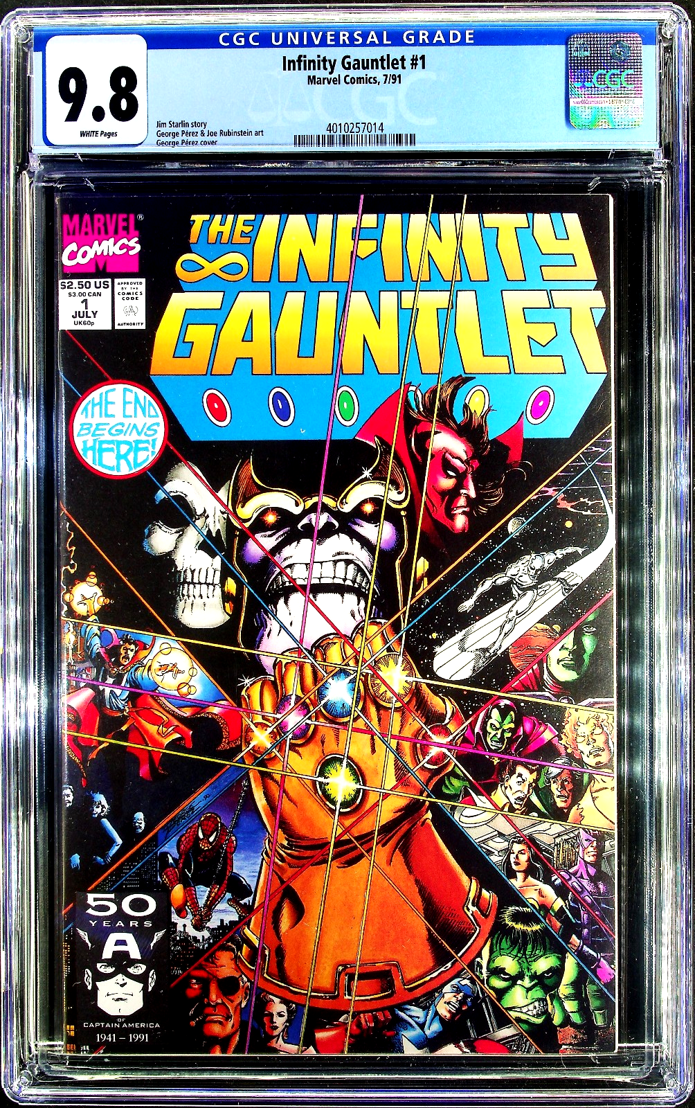 Infinity Gauntlet #1 (1991) CGC 9.8 NM/MT WHITE George Perez Cover