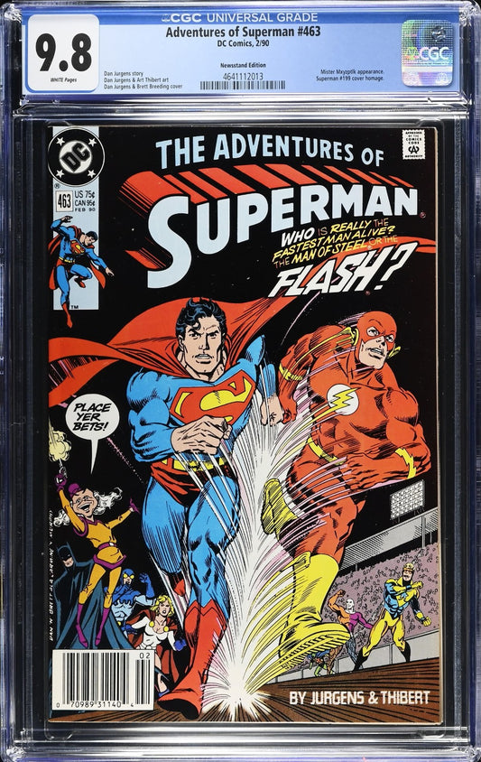Adventures of Superman #463 (1990) CGC 9.8 NM/MT WHITE Newsstand #199 Homage PC